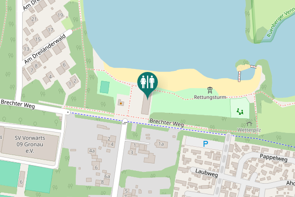 Map showing location of Brechter Weg Toilet