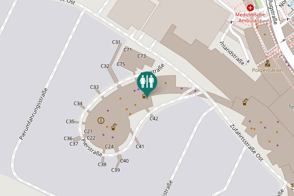 Map showing location of Pierstraße Toilet