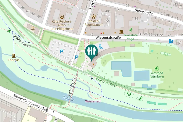 Map showing location of Lederersteg Toilet