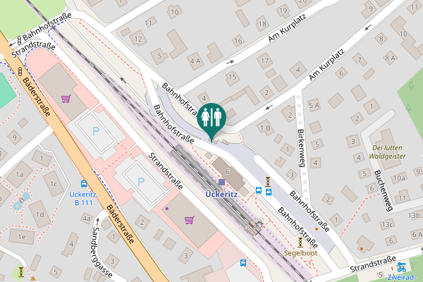 Map showing location of Ückeritz Toilet