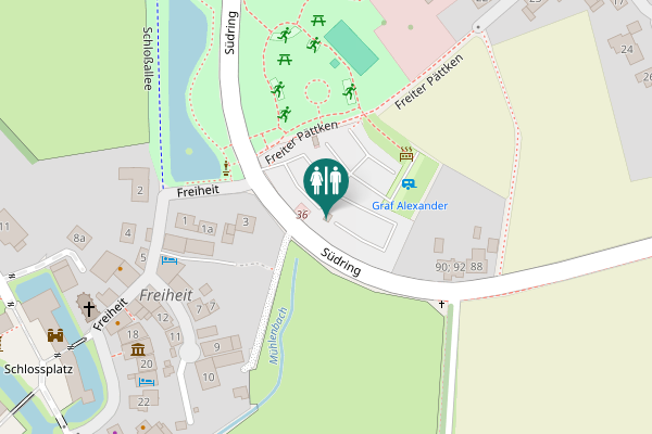 Map showing location of Südring Toilet