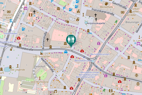Map showing location of Bertoldstraße 10 Toilet