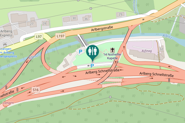 Map showing location of Arlberg Schnellstraße Toilet