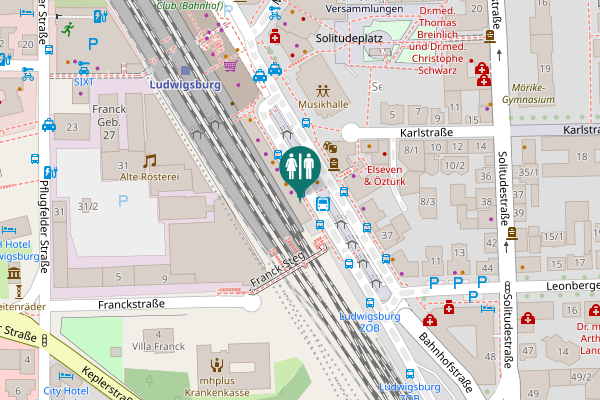 Map showing location of Bahnhof & ZOB Ludwigsburg