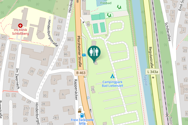 Map showing location of Pforzheimer Straße 28 Toilet