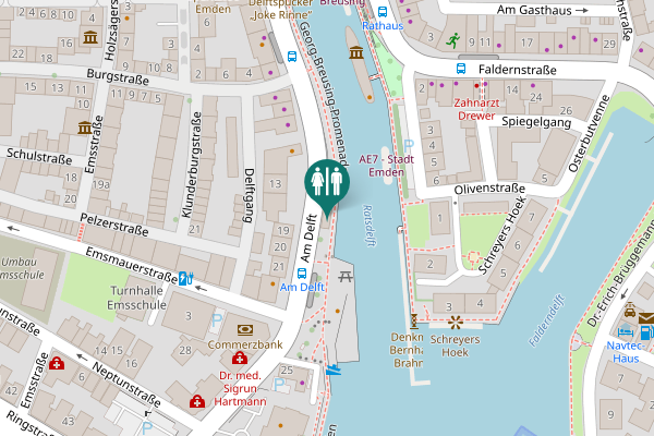 Map showing location of Toilette