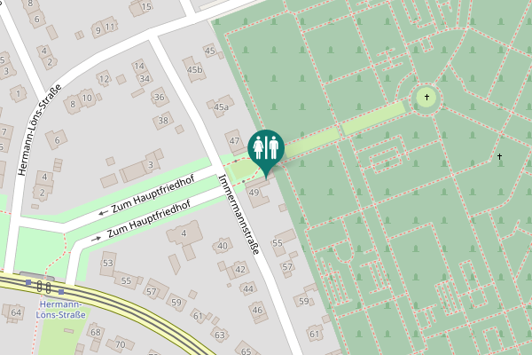 Map showing location of Hauptfriedhof Toiletten Haupteingang