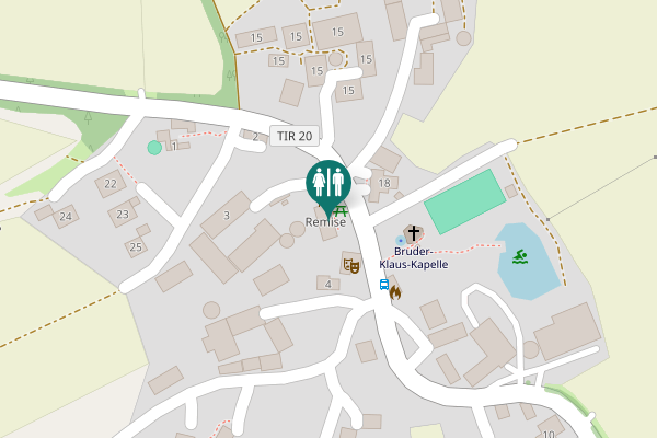 Map showing location of TIR 20 Toilet