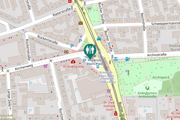 Map showing location of Bucher Straße 45 Toilet