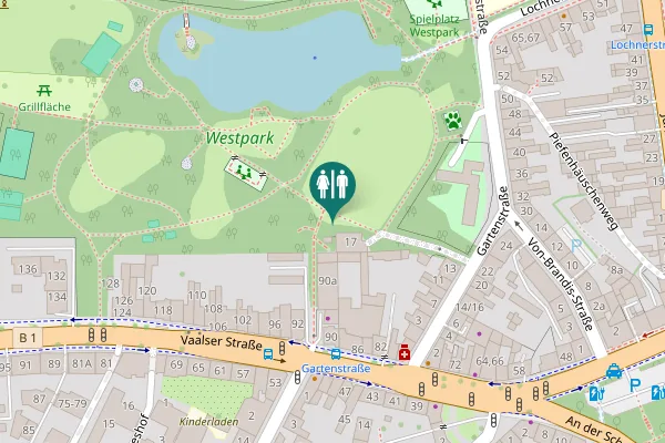 Map showing location of Gartenstraße 17 Toilet