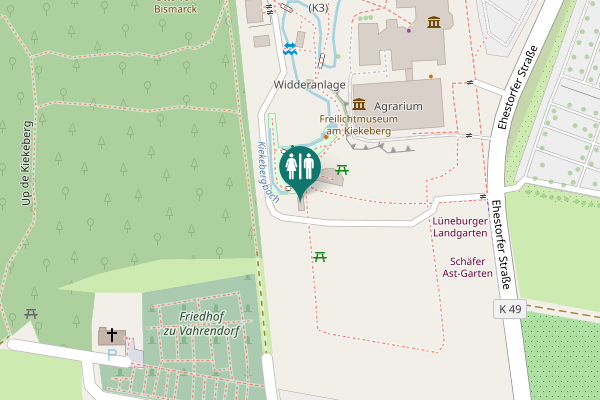 Map showing location of rollstuhlgerechte Toiletten im Museum
