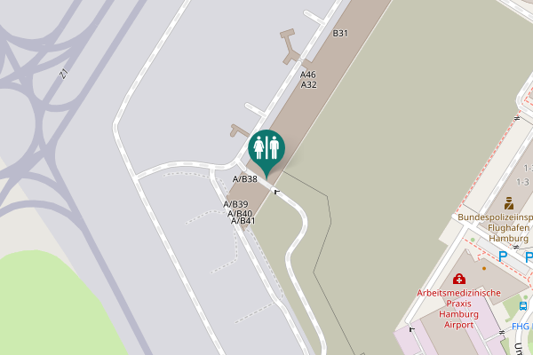 Map showing location of Flughafenstraße 1-3 Toilet