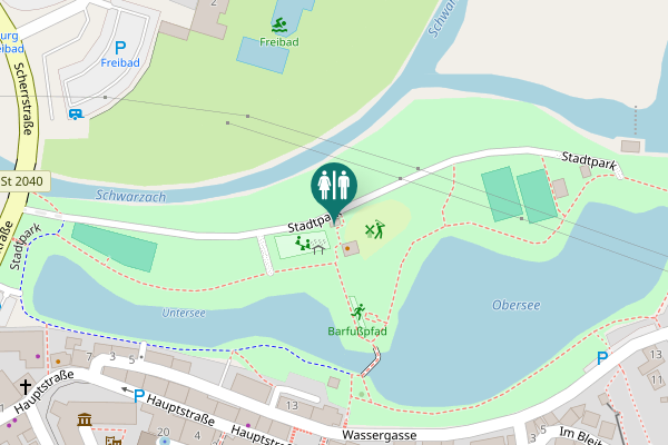 Map showing location of Stadtpark Toilet