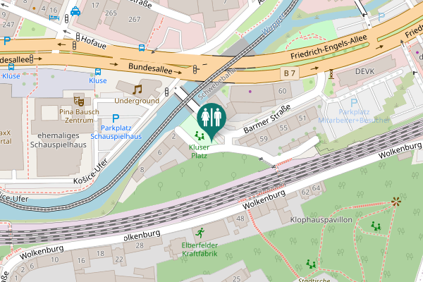Map showing location of Kluser Platz Toilet
