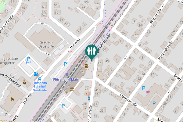 Map showing location of Bahnhof Flörsheim (Main)