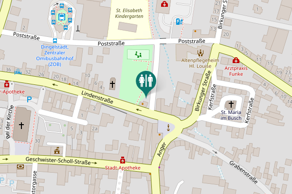 Map showing location of Dingelstädt Toilet
