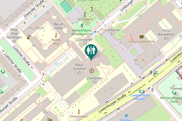 Map showing location of Luxemburger Straße 10 Toilet
