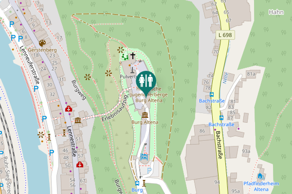Map showing location of Oberer Burghof Toilet