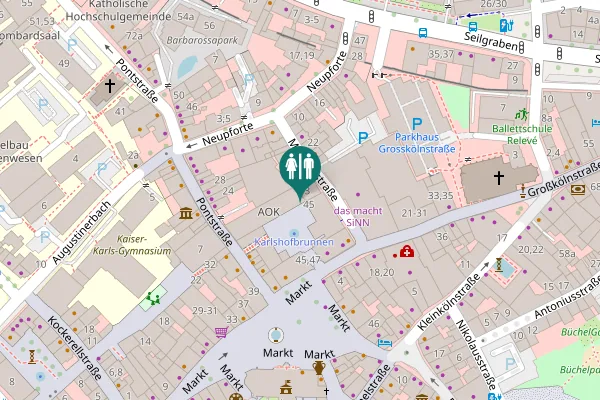Map showing location of Markt 45-47 Toilet