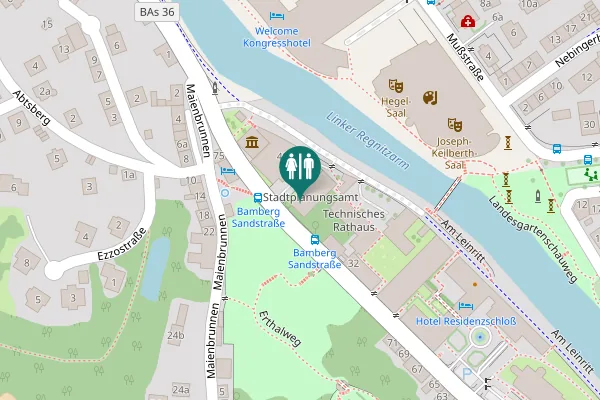 Map showing location of Untere Sandstraße 34 Toilet