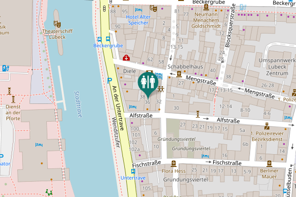 Map showing location of Alfstraße 36 Toilet