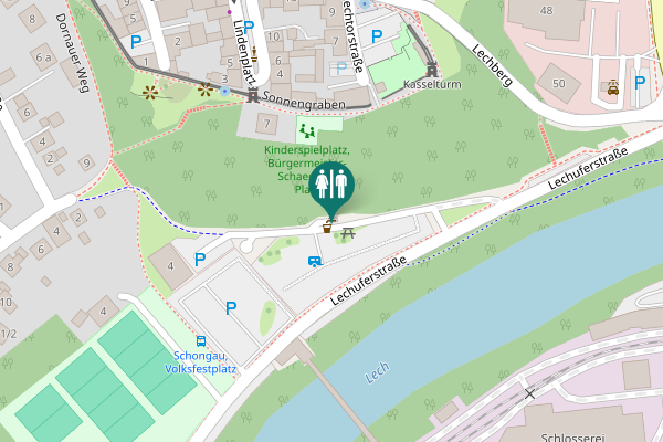 Map showing location of Lechuferstraße Toilet