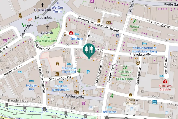 Map showing location of Parkhaus Jakobsmarkt