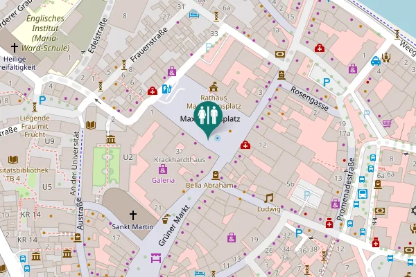 Map showing location of Öffentliche Toilette Maxplatz