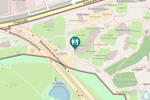 Map showing location of Rosensteintunnel (Nordröhre) 34 Toilet