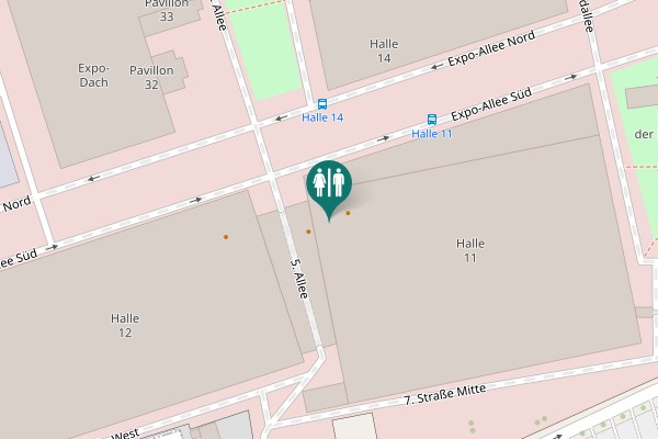 Map showing location of Expo-Allee Süd Toilet