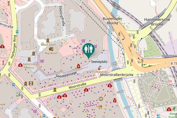 Map showing location of Toiletten Marktkauf Center