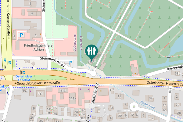 Map showing location of Osterholzer Heerstraße 32;34 Toilet