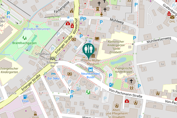 Map showing location of Zehntplatz Toilet