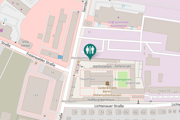 Map showing location of Genslerstraße Toilet