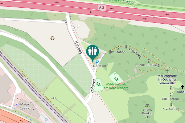 Map showing location of Holzweg Toilet
