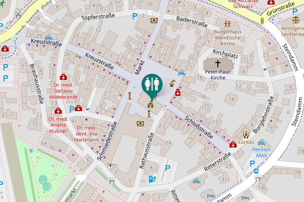 Map showing location of WC in der Stadtverwaltung