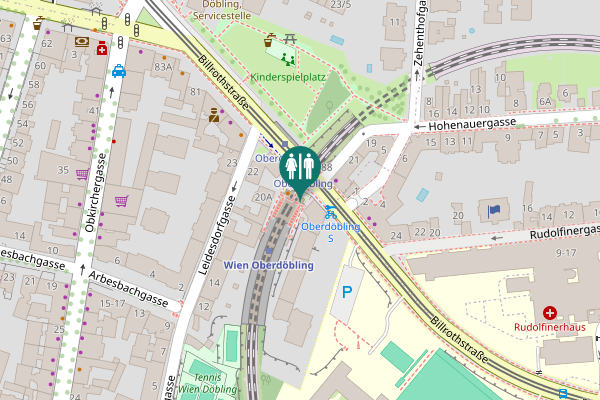 Map showing location of Billrothstraße 75A Toilet