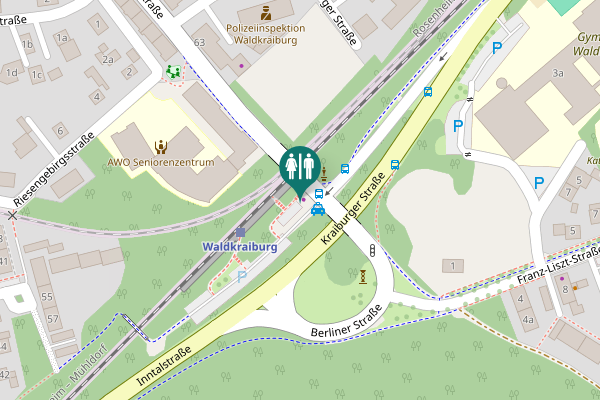 Map showing location of Bayernbrücke Toilet