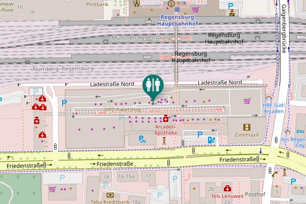 Map showing location of Friedenstraße 23 Toilet