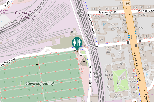 Map showing location of WC - Steinfeldfriedhof