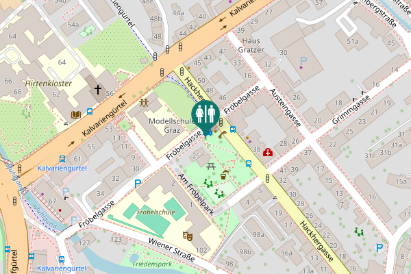 Map showing location of WC - Fröbelpark