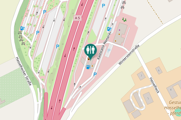 Map showing location of Raststätte Wetterau Toilet