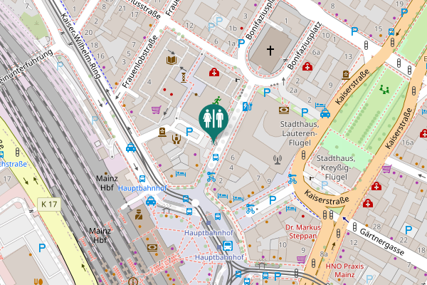 Map showing location of Bonifaziusstraße 1a Toilet