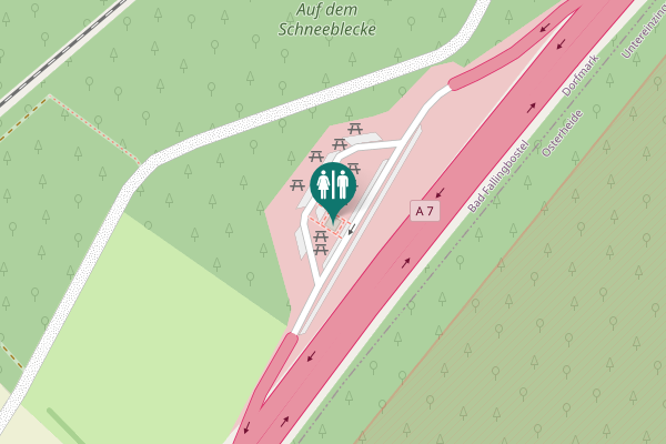 Map showing location of A 7 Toilet
