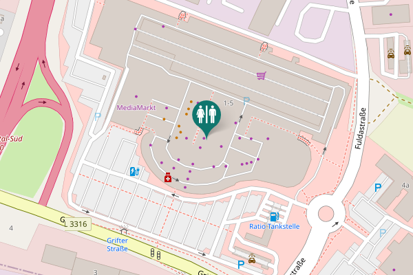 Map showing location of Fuldastraße 1-5 Toilet