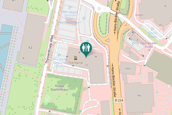Map showing location of ThyssenKrupp Allee 20 Toilet