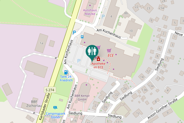 Map showing location of Am Kuchenhaus 12 Toilet