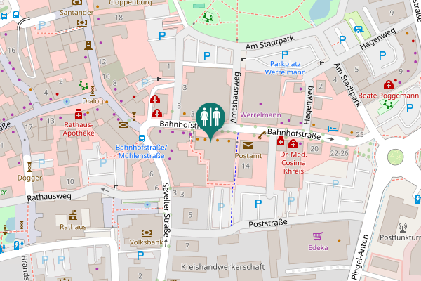 Map showing location of Bahnhofstraße 8-12 Toilet