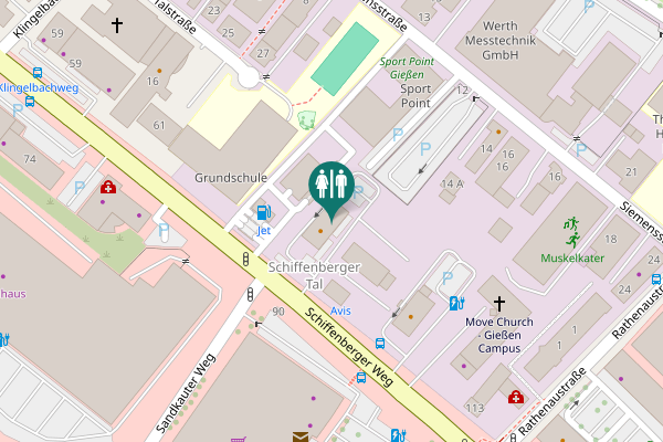 Map showing location of Schiffenberger Weg 107 Toilet