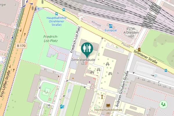 Map showing location of Friedrich-List-Platz 1 Toilet